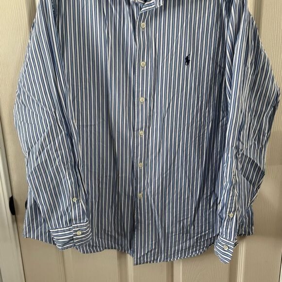 Polo by Ralph Lauren Classic Fit Blue Vertical Stripes Button Down Shirt, Sz XL - Picture 2 of 14